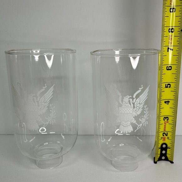Vintage 7" Clear Glass Hurricane Lamps Shade with Eagle Set of 2 - Picture 7 of 7